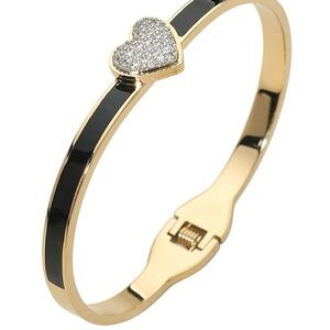 Elegant Gold and Black Heart Bracelet